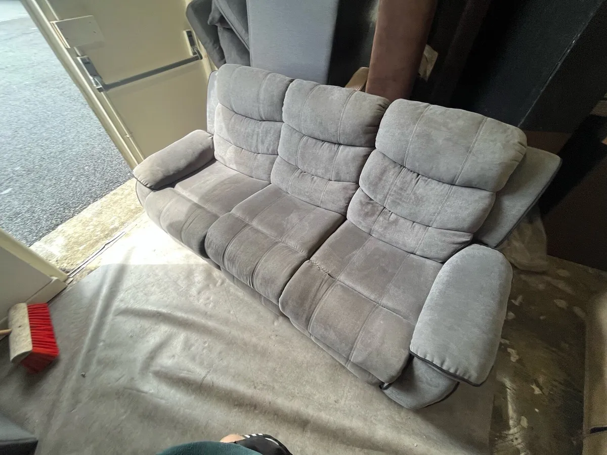 Grey 3 seater recliner sofa - Image 1