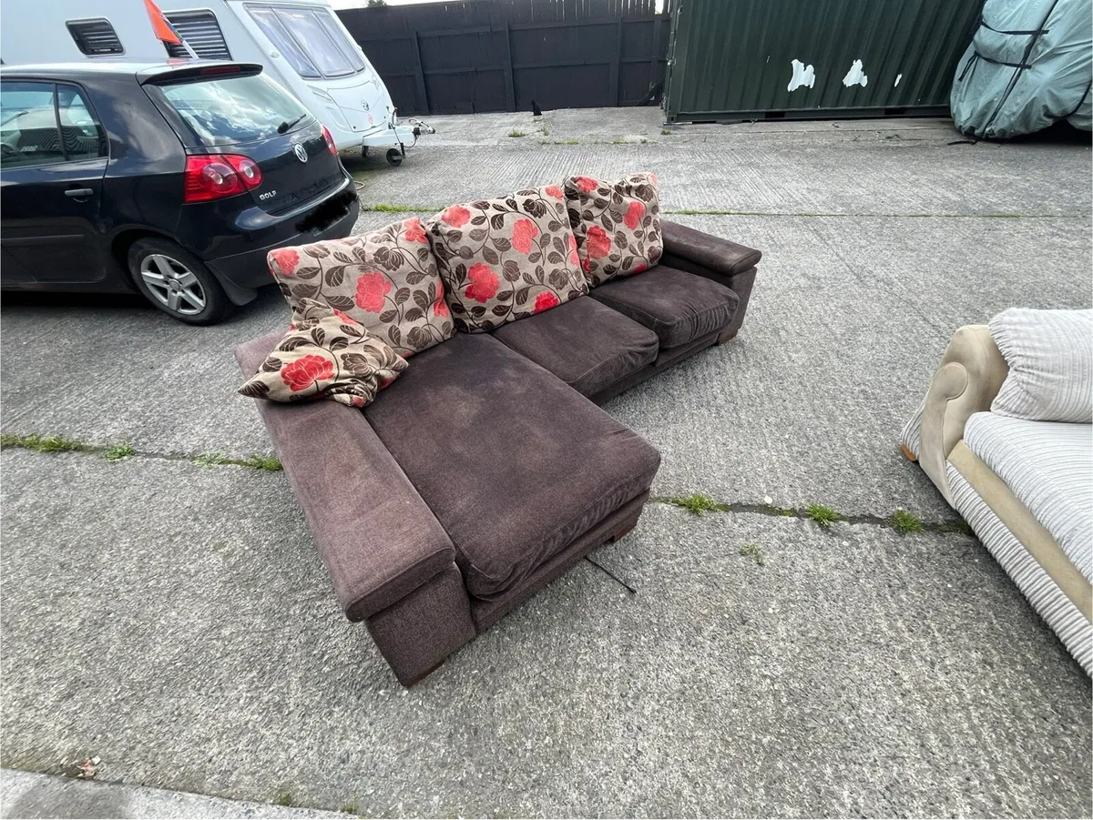 Brown corner sofa L shaped delivery available - Image 1