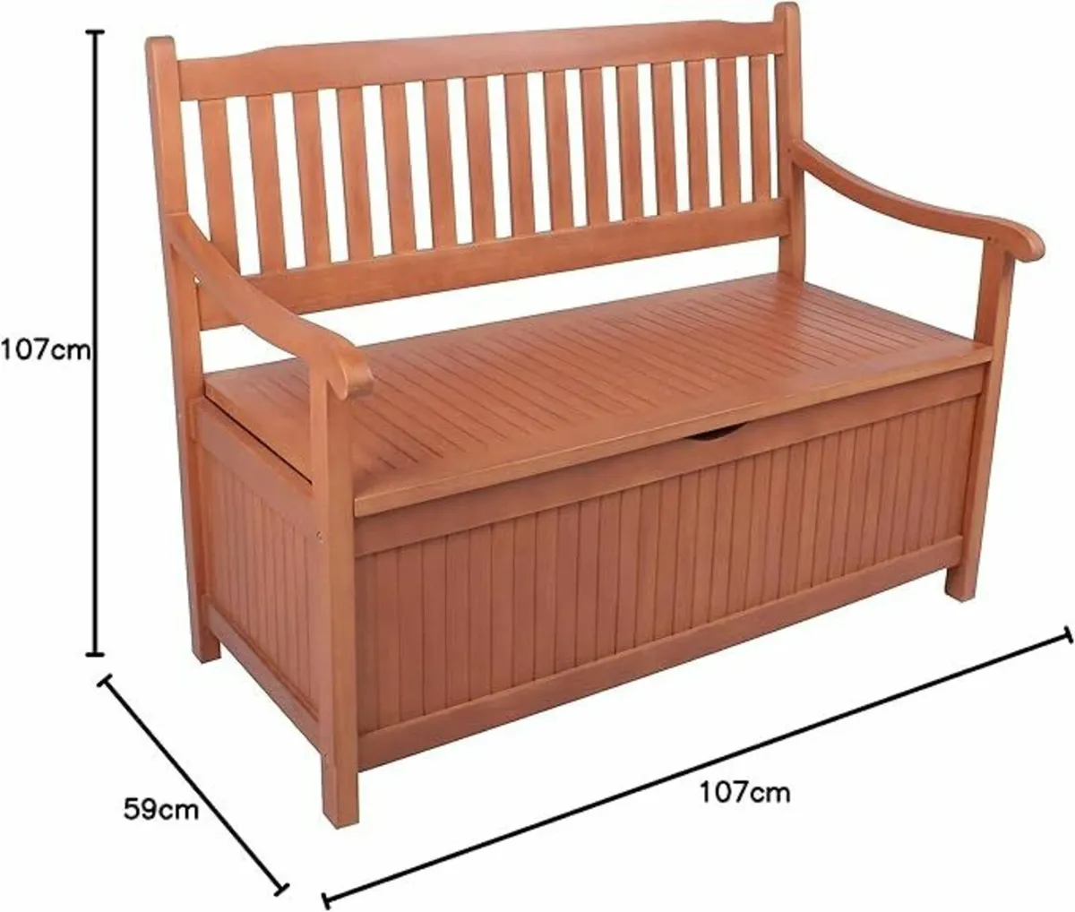 Wooden Garden Bench with Storage Box Weatherproof - Image 2