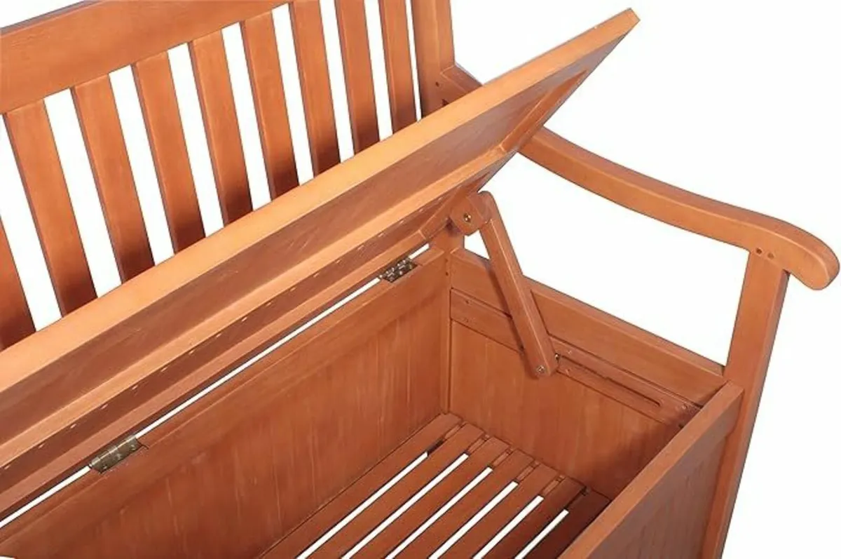 Wooden Garden Bench with Storage Box Weatherproof - Image 3