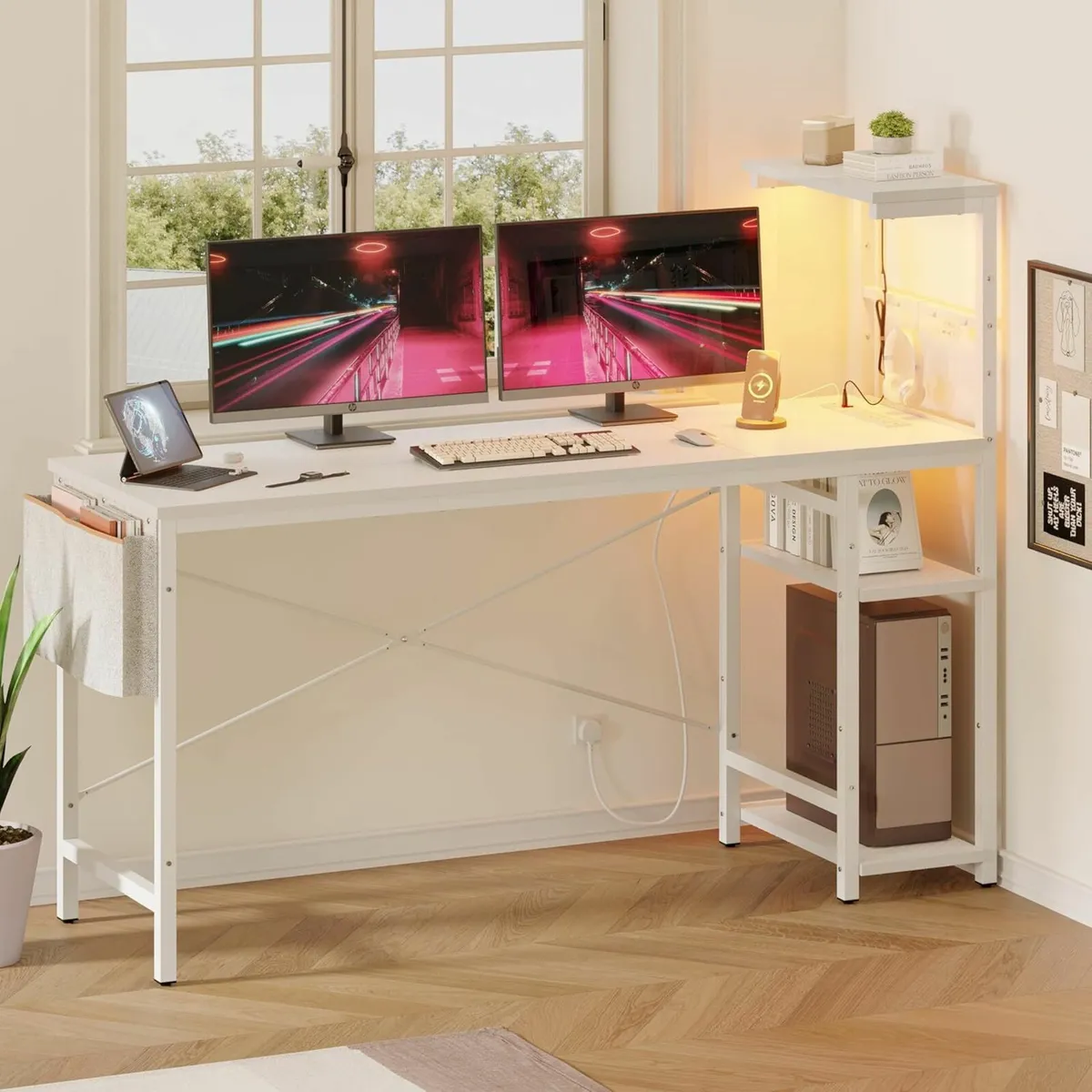 Large Computer Desk Office 155cm Power Outlets - Image 2