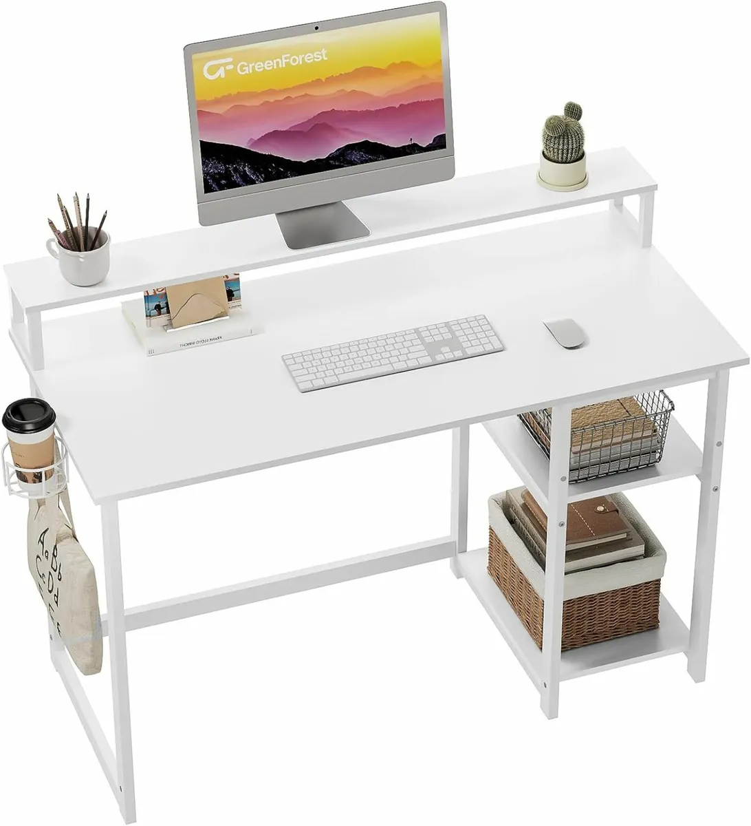 Computer Office Desk Storage Shelves120x50cm white - Image 2