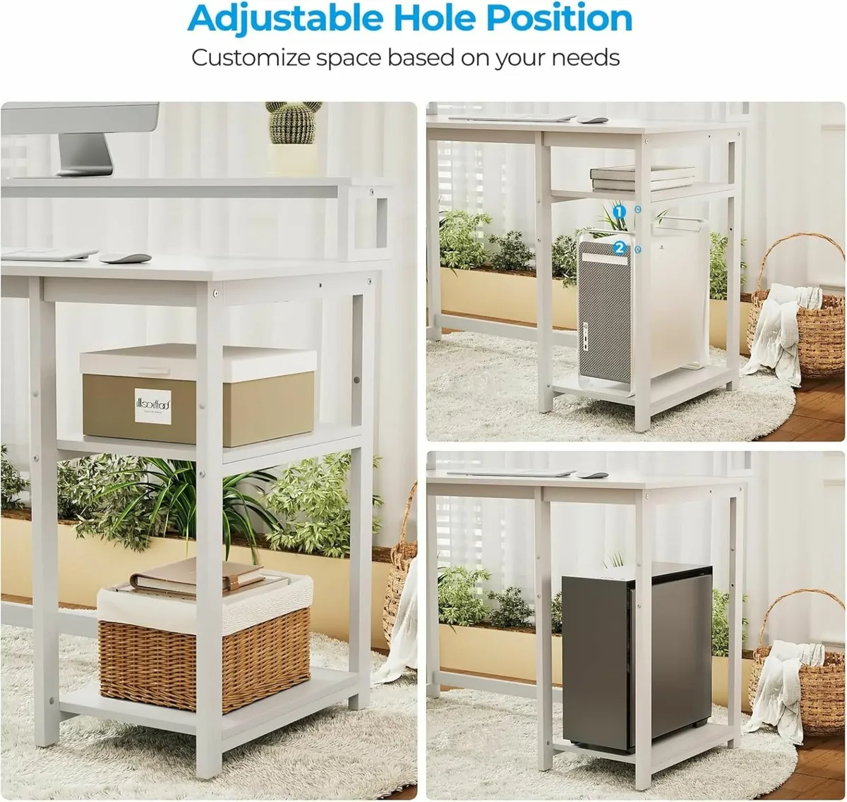 Computer Office Desk Storage Shelves120x50cm white - Image 4