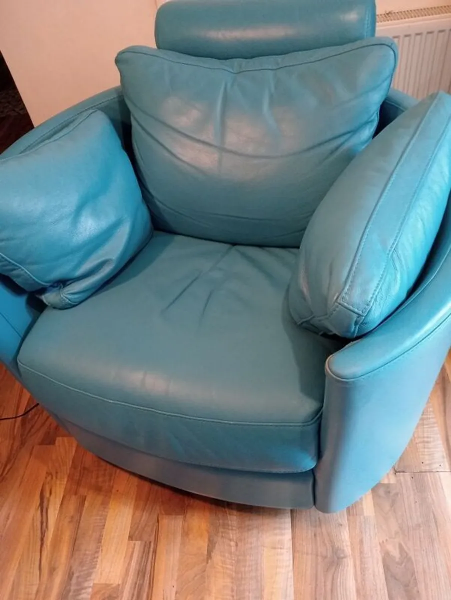 Fama Moon Leather Swivel Recliner Chair - Image 1
