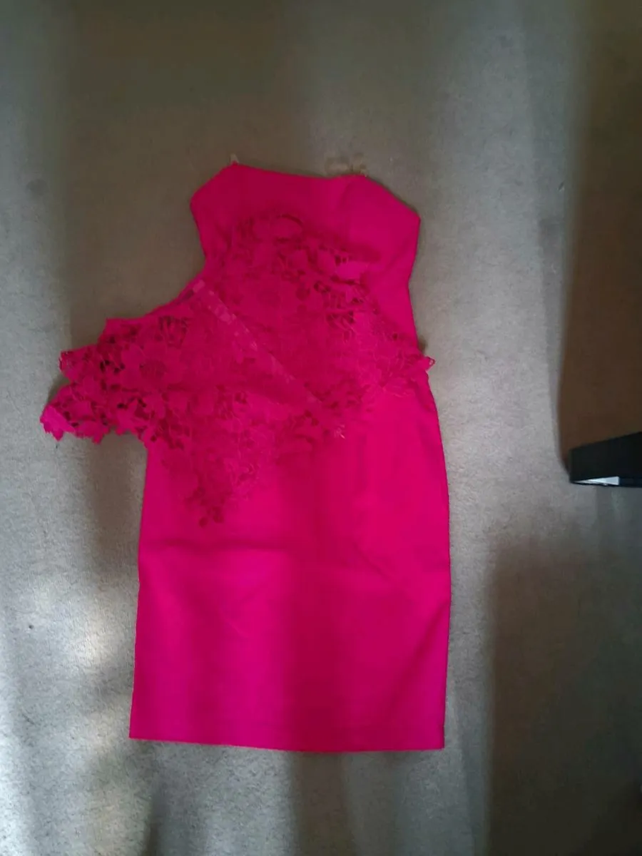 Cerise pink dress with matching  crochet top - Image 1