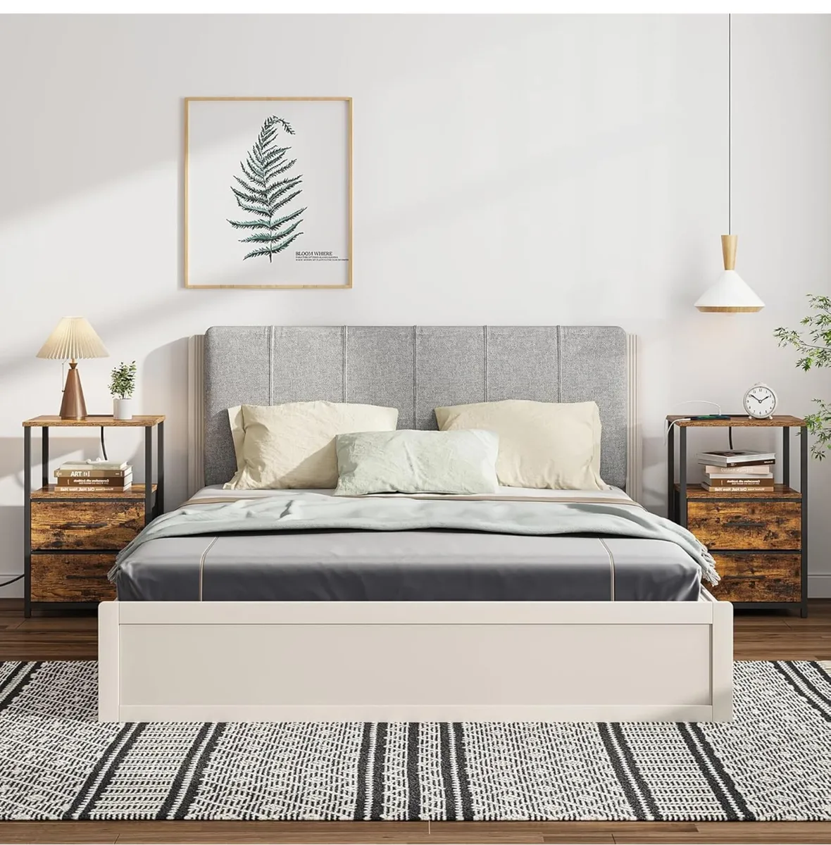 Set 2 of Bedside Table with Charging Station, Side - Image 4