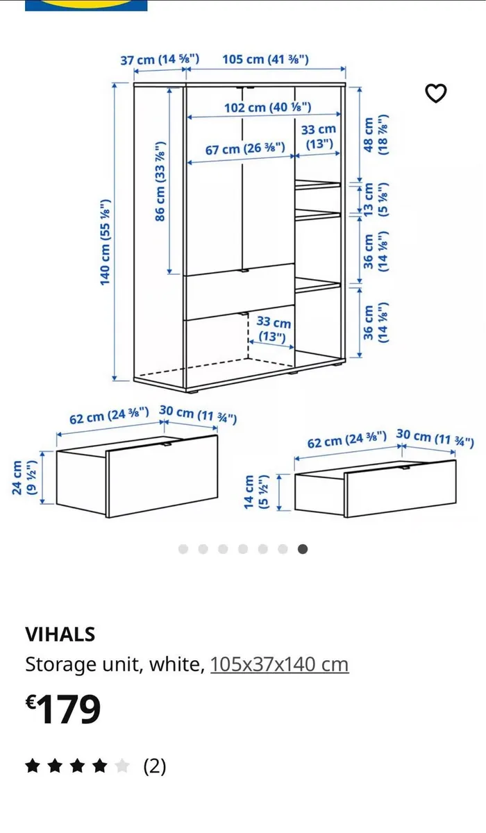 White storage unit VGC!! €180 New - Image 1