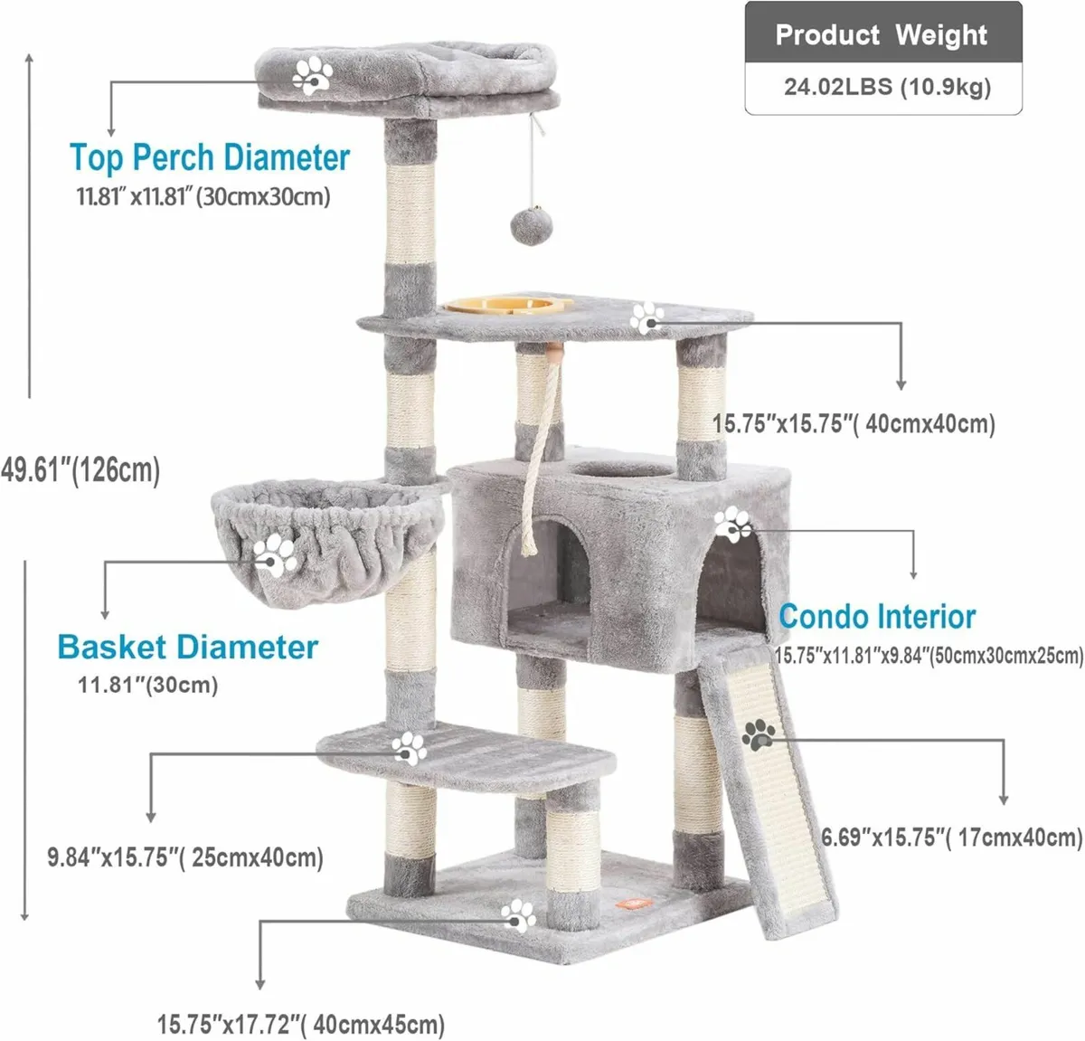 Heybly Cat Tree, Cat Tower Indoor Scratching Board - Image 3