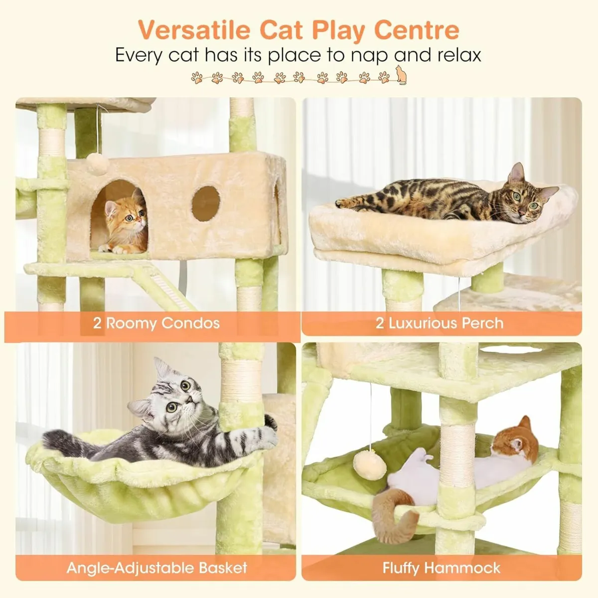 Cat Tower Tree 178cm Condos Scratching Green - Image 3