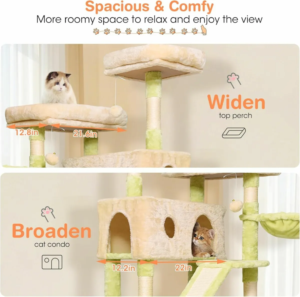 Cat Tower Tree 178cm Condos Scratching Green - Image 4