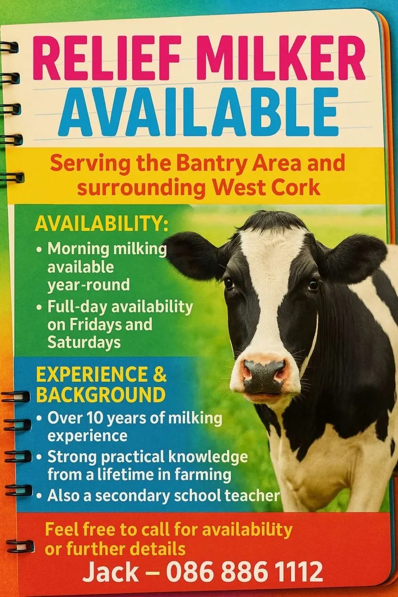Relief Milker Available in West Cork