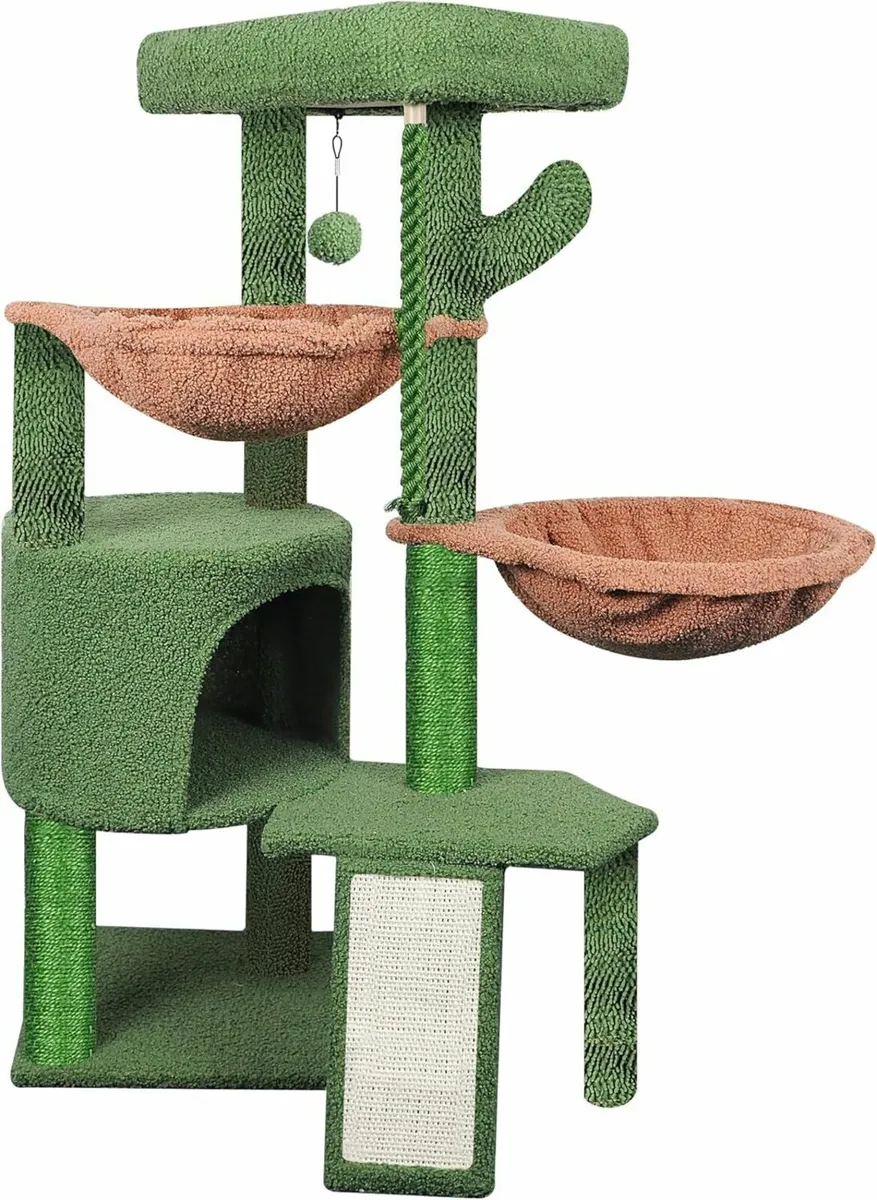 95cm Cat Tree Scratching Posts, Furniture Green - Image 4