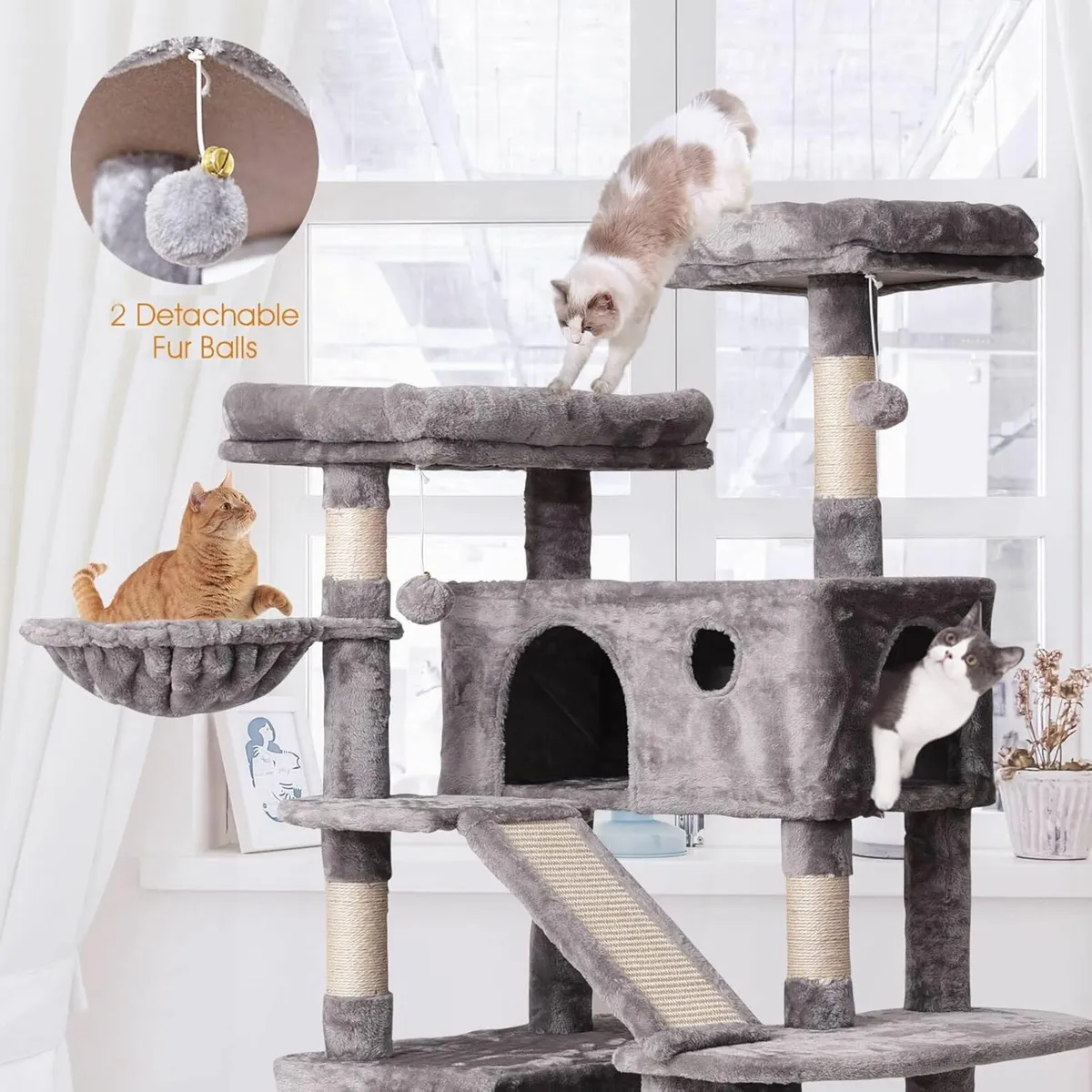 Cat Tree Tower 178cm Multi-Level Condos, Hammock - Image 4