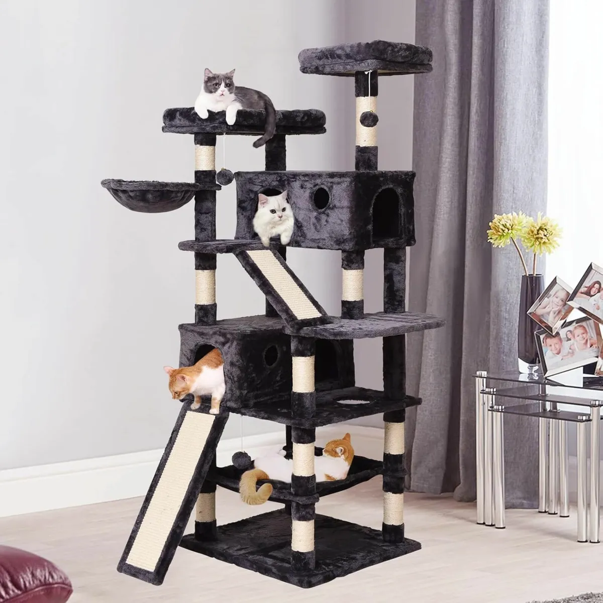 Cat Tree  178cm, Multi Level Cat Scratching Grey - Image 1