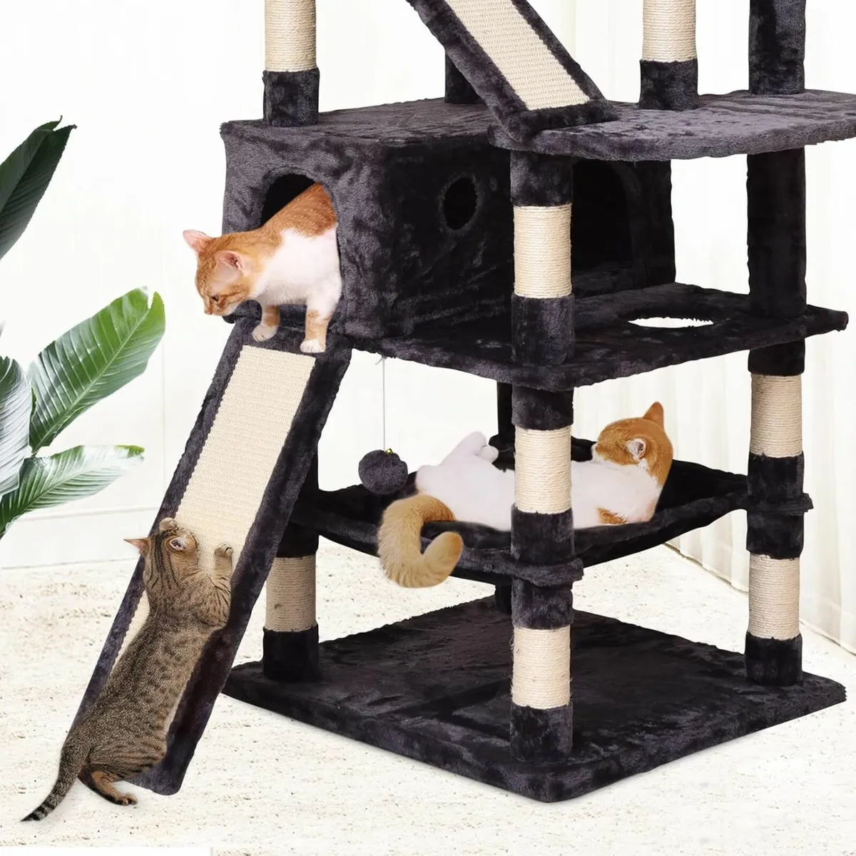 Cat Tree  178cm, Multi Level Cat Scratching Grey - Image 3