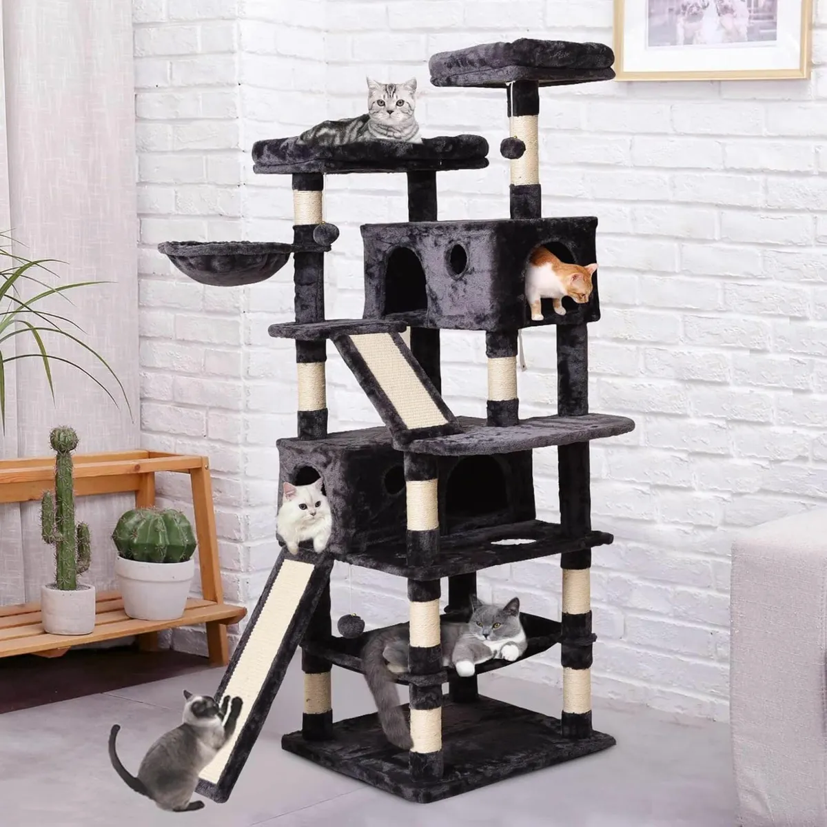 Cat Tree  178cm, Multi Level Cat Scratching Grey - Image 4