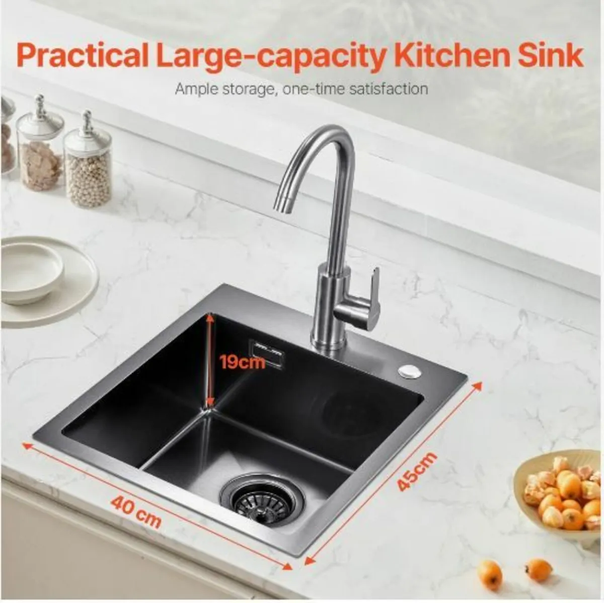 40cm Kitchen Sink Topmount Single - Image 3