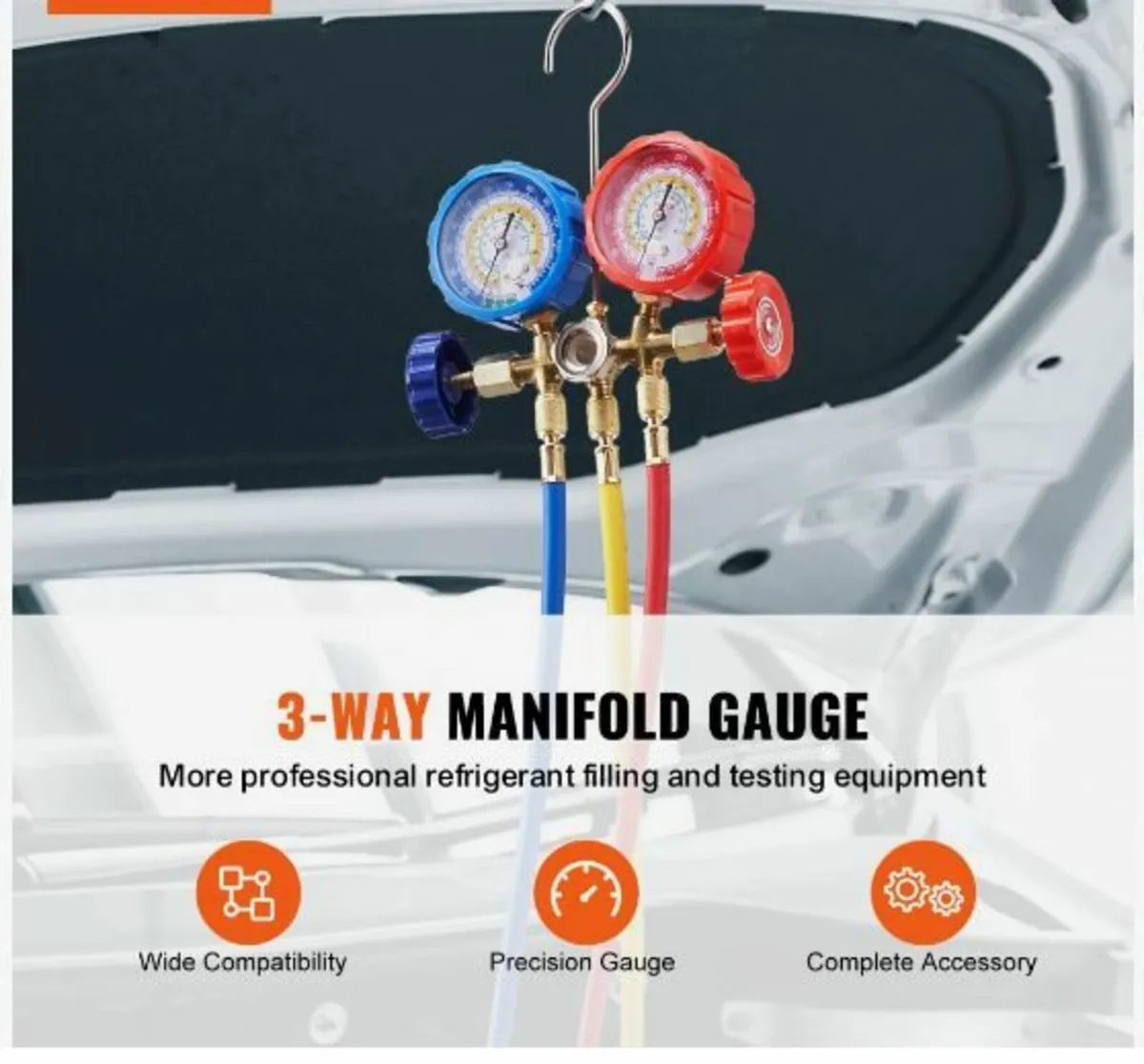3-Way AC Diagnostic Manifold Gauge Set Fits - Image 2