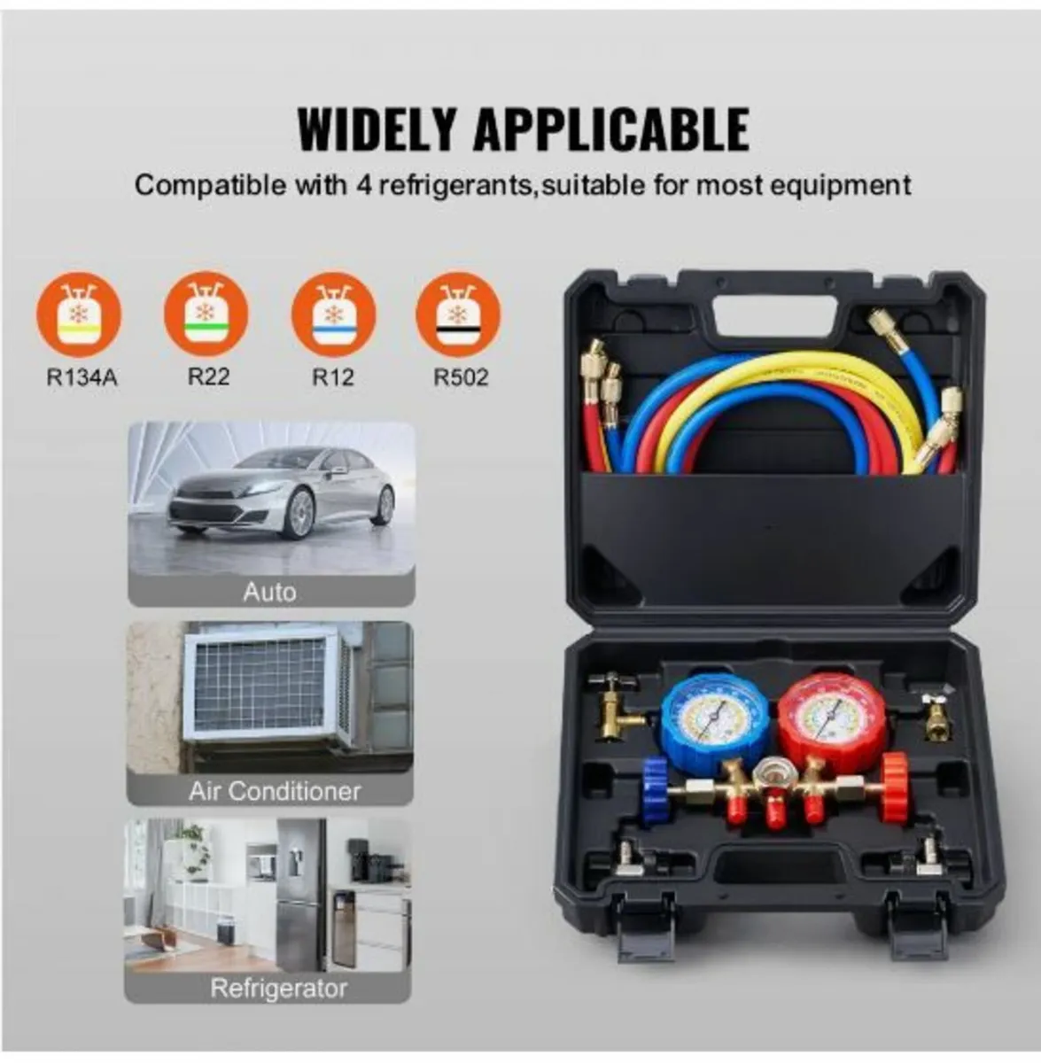 3-Way AC Diagnostic Manifold Gauge Set Fits - Image 3