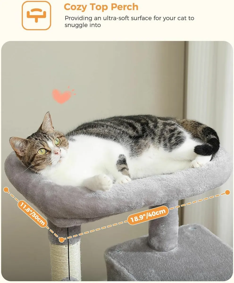 116cm Cat Tree for Indoor Cats  Cozy Condo grey - Image 4