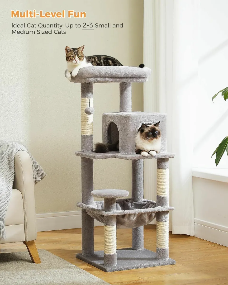 116cm Cat Tree for Indoor Cats  Cozy Condo grey - Image 1