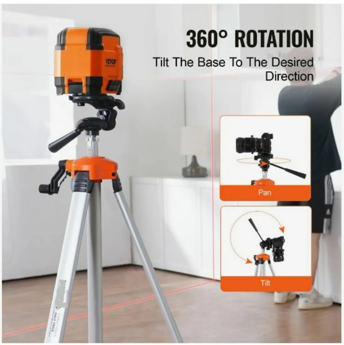 Laser Level Tripod ¼ x 20 Thread 27.36-68.11 inch - Image 4