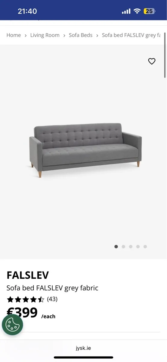 3 seater Grey sofa bed from JYSK - Image 1