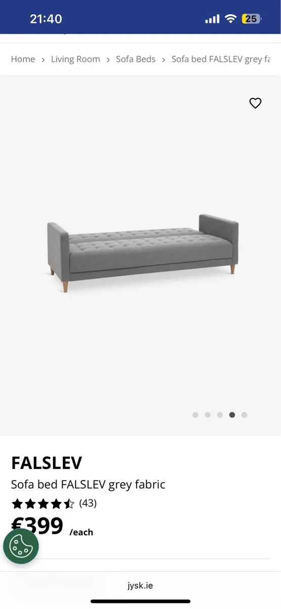 3 seater Grey sofa bed from JYSK - Image 2