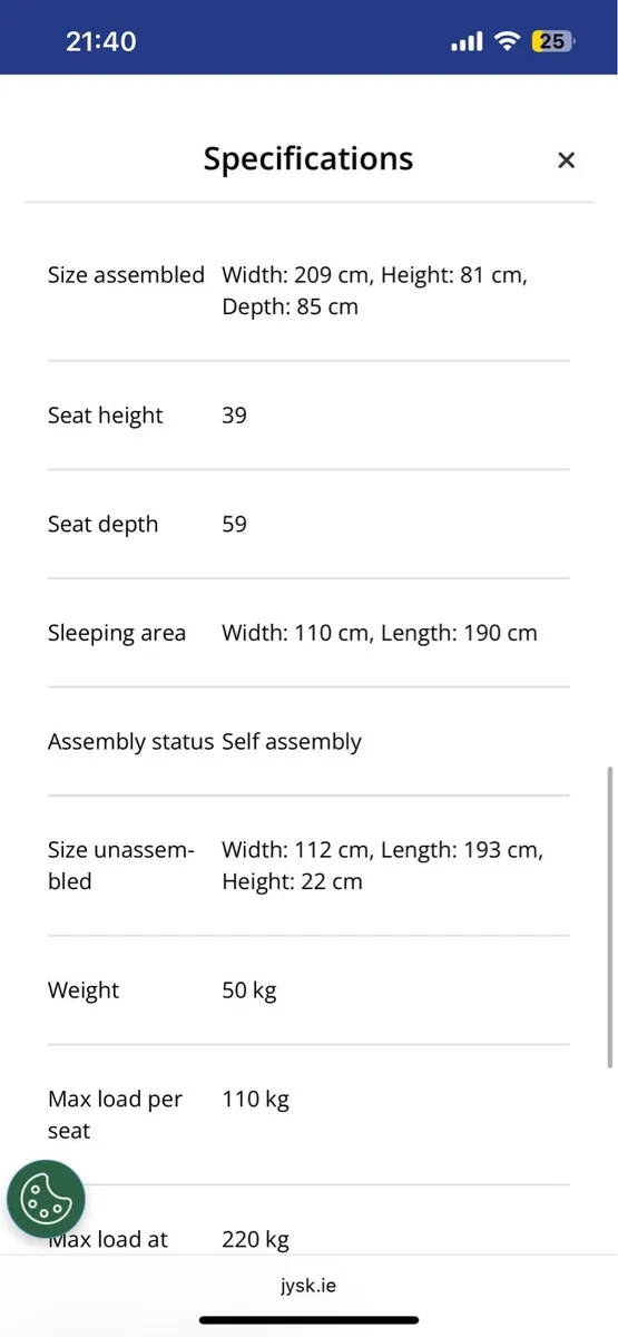 3 seater Grey sofa bed from JYSK - Image 3