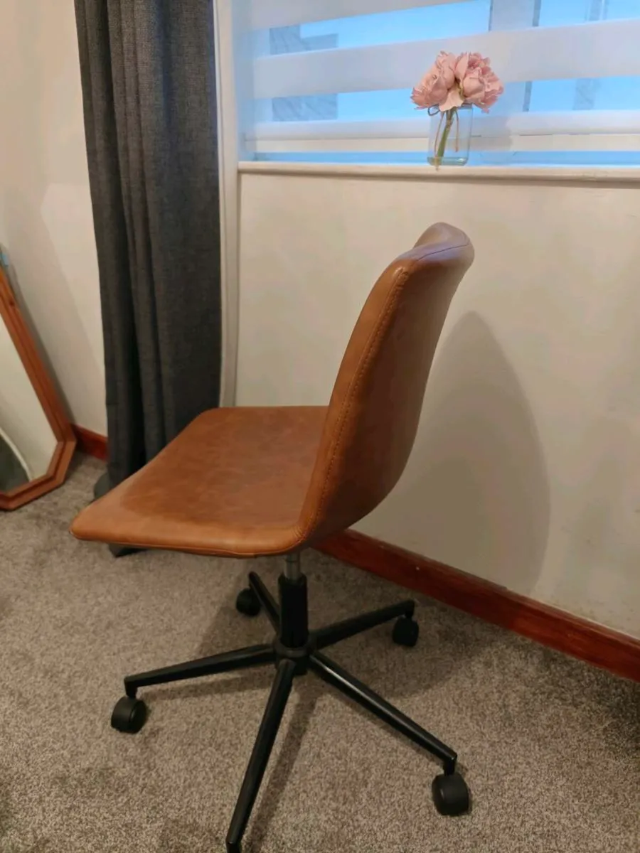 Tan Leather Swivel Chair - Image 2