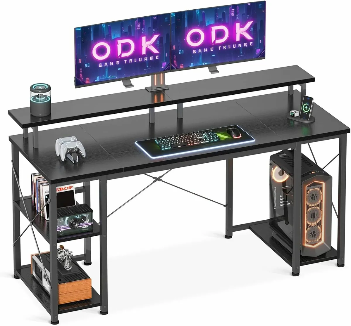 Computer Desk Gaming Storage Shelves, 120 x 50 cm - Image 1