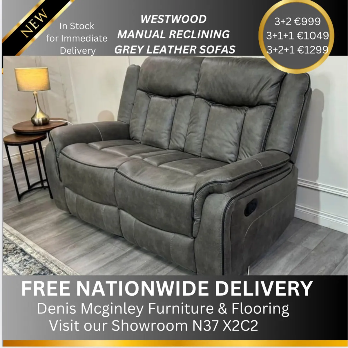 New 3+1+1 Grey Westwood Recliner Sofas - Image 3