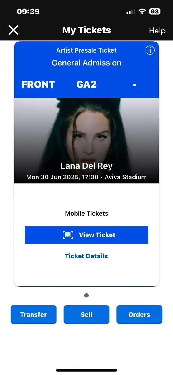 Lana Del Rey Concert ticket for Monday 30th June