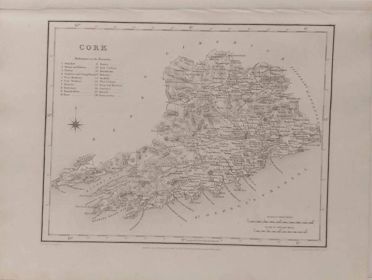 Cork 1837 Antique Map Including Baronies - Image 2