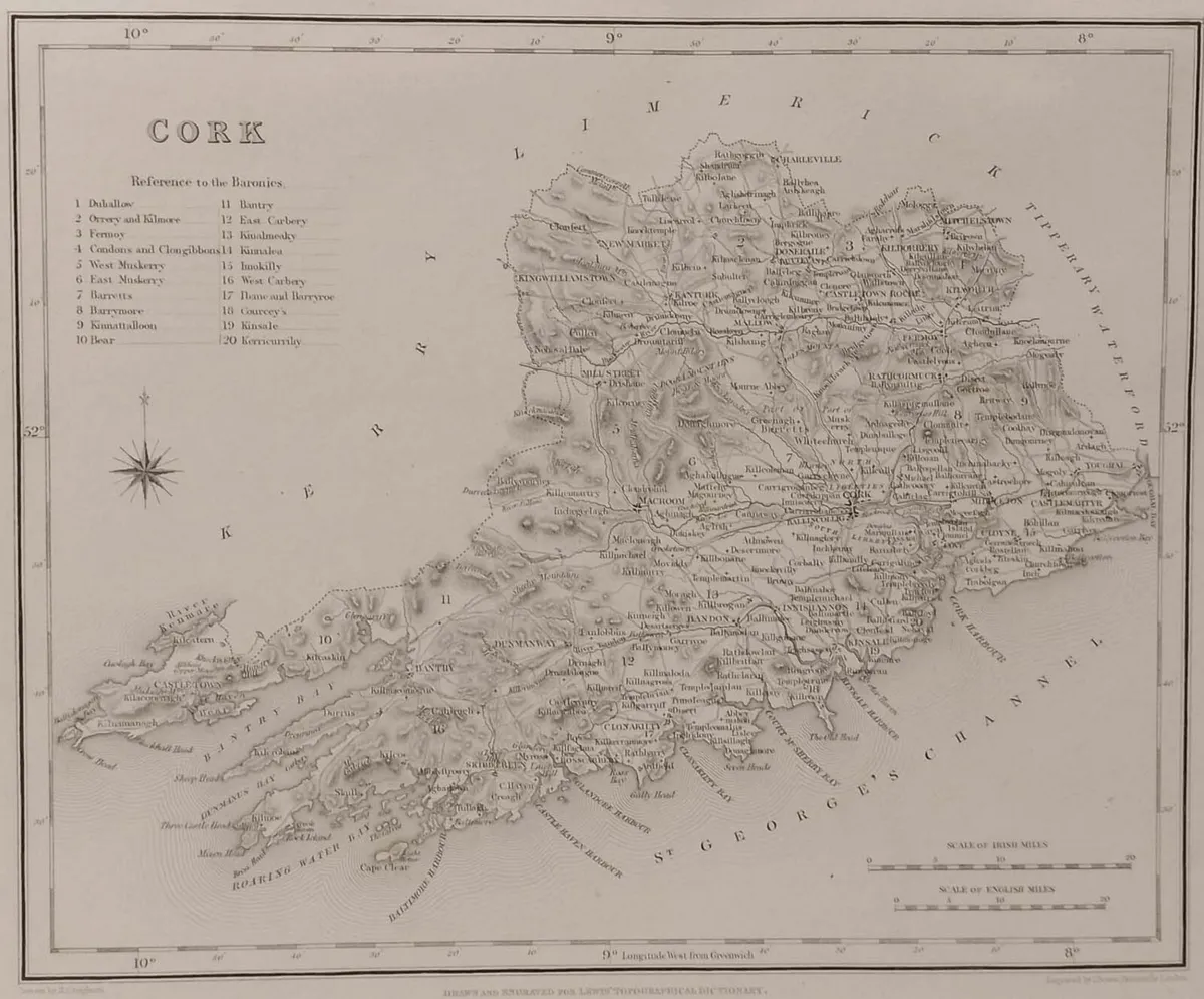 Cork 1837 Antique Map Including Baronies - Image 1