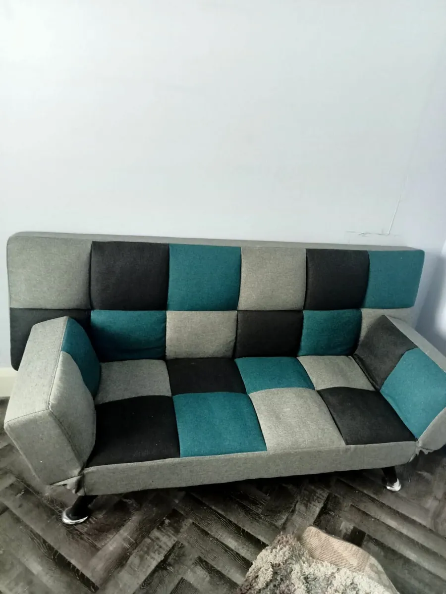 Boston Sofa Bed  (Teal/Grey Patchwork) - Image 4