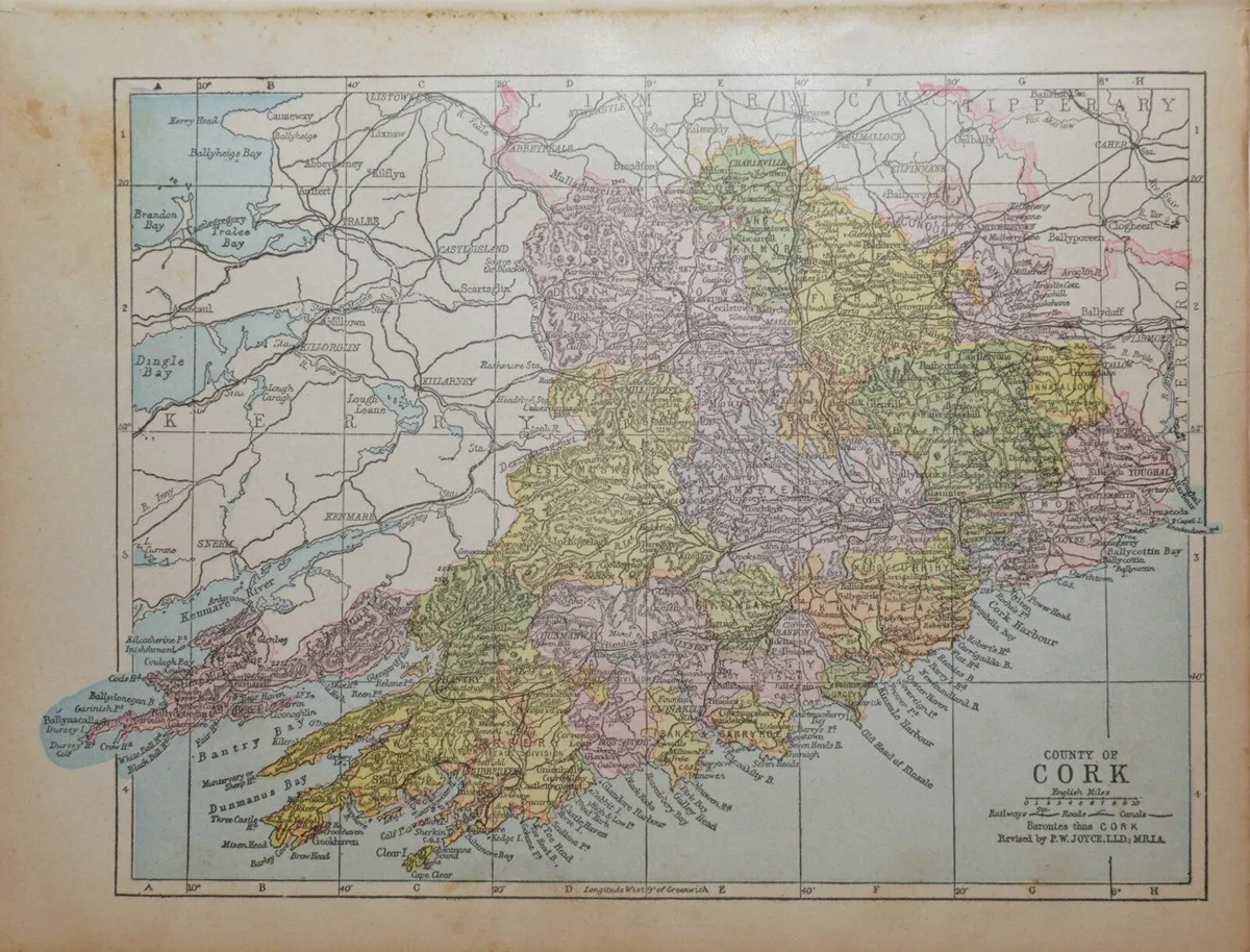 County Cork 1905 Antique Map - Image 1