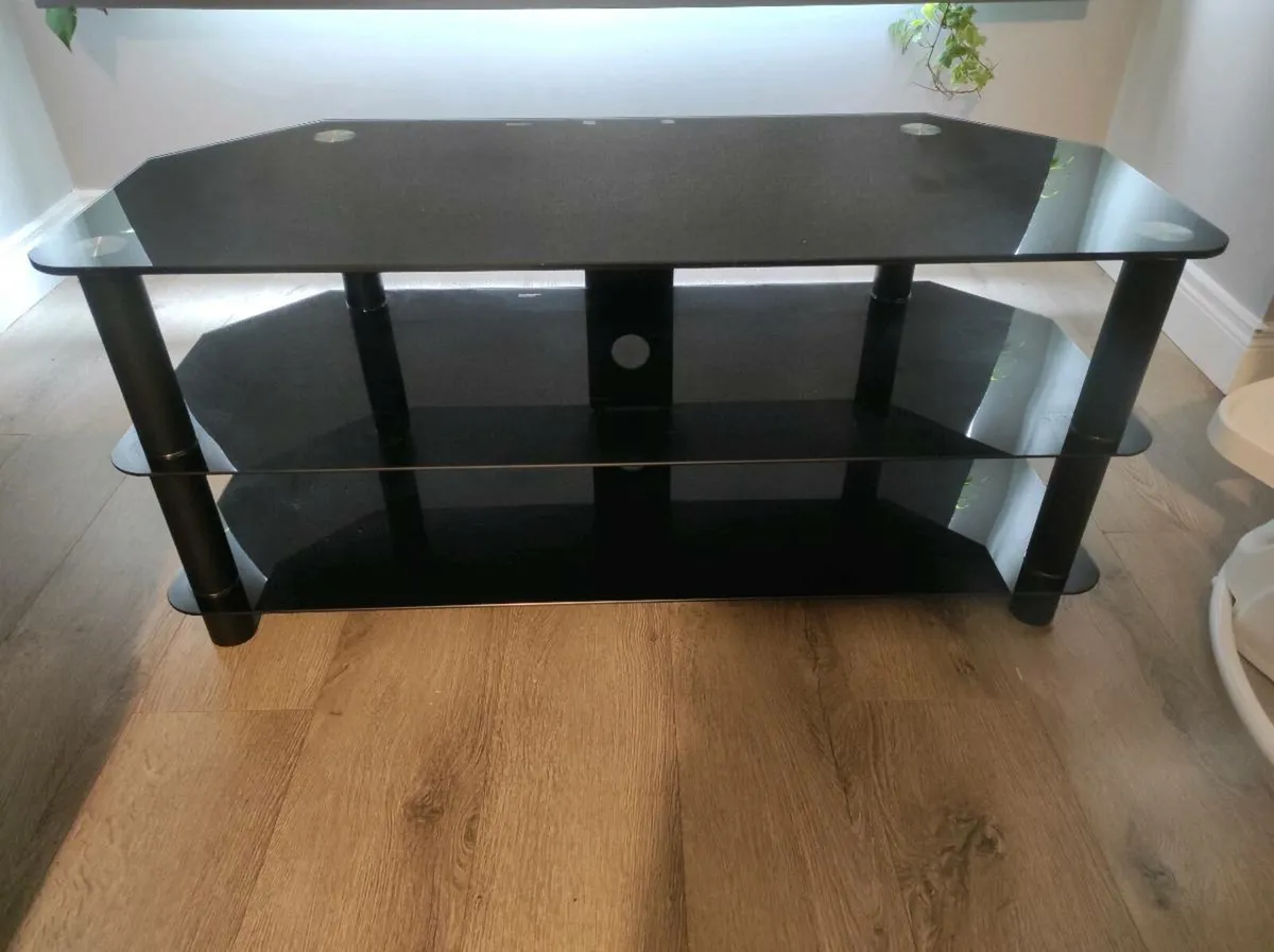 Glass Corner TV Stand – Universal Black Glass - Image 2