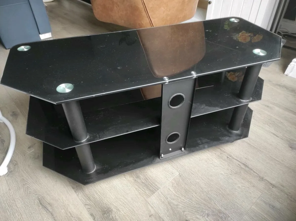 Glass Corner TV Stand – Universal Black Glass - Image 3