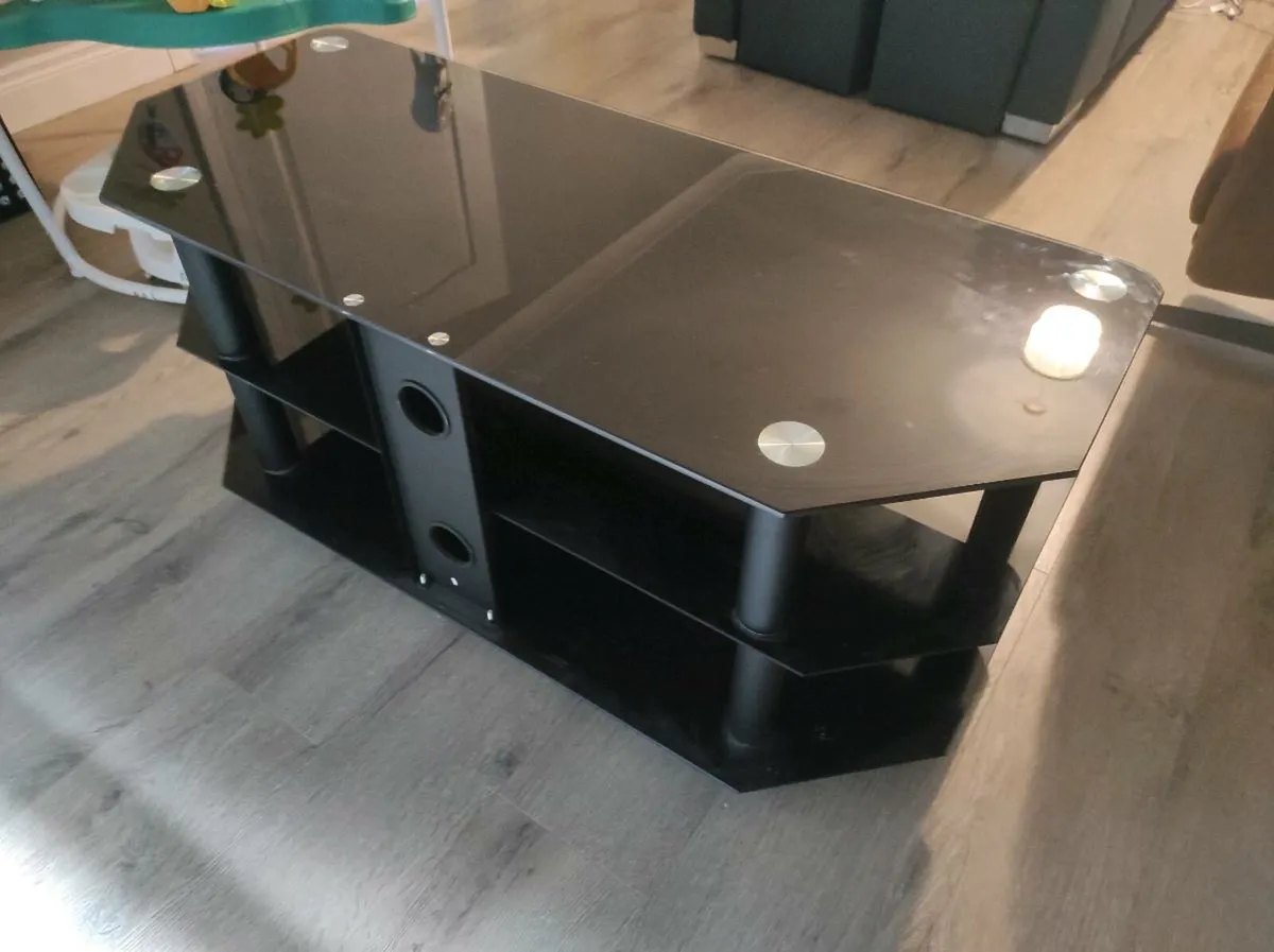 Glass Corner TV Stand – Universal Black Glass - Image 4