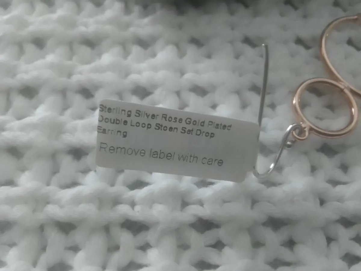 STERLING SILVER/ROSE GOLD HOOP EARRINGS NEW - Image 3
