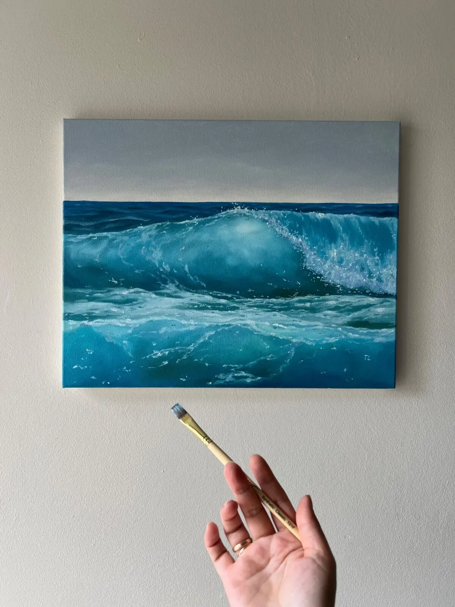 ORIGINAL OIL PAINTING BIG Ocean Wave Wall Art - Image 3