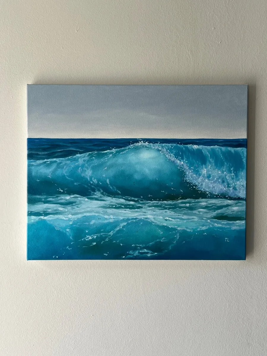 ORIGINAL OIL PAINTING BIG Ocean Wave Wall Art - Image 1