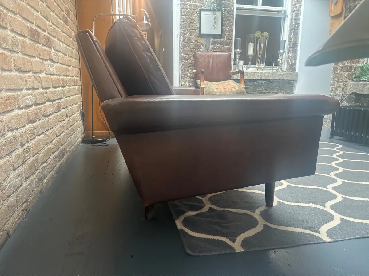 Mid Century Leather Sofa - Image 4