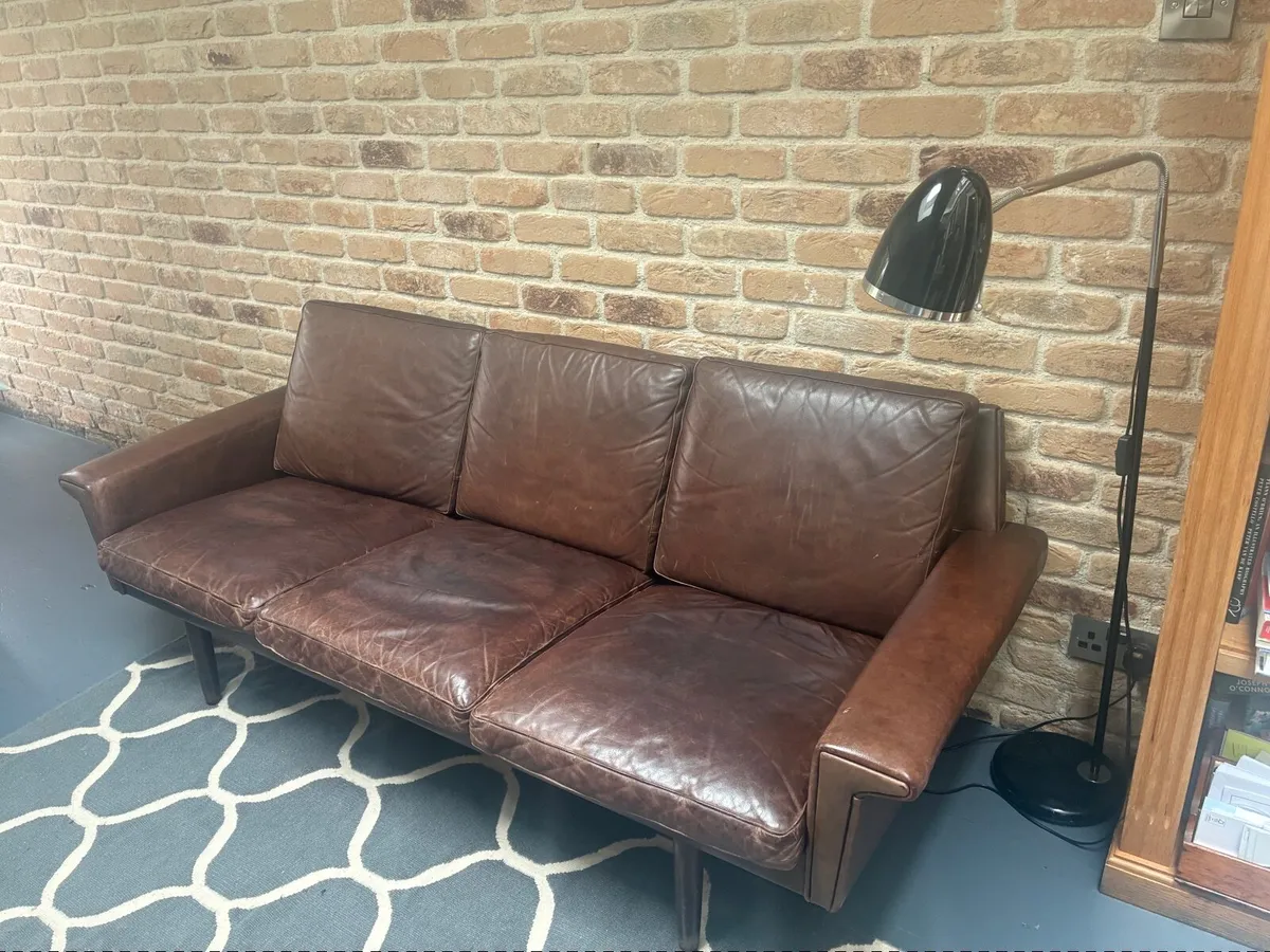 Mid Century Leather Sofa - Image 2