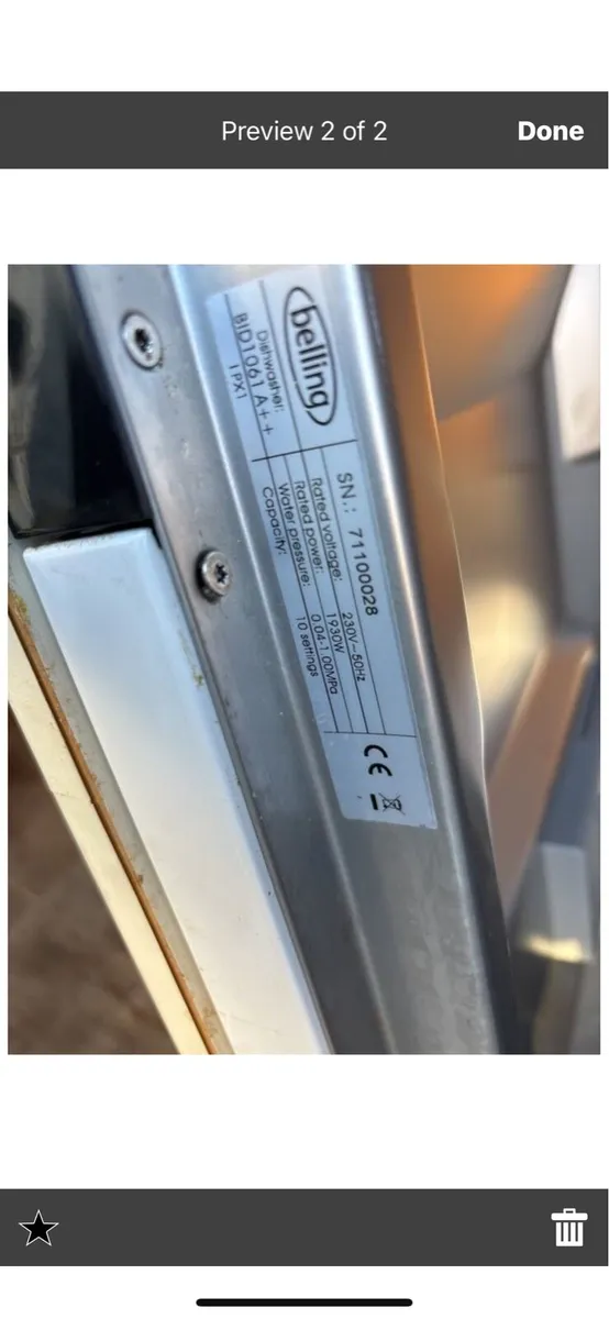 Belling Integrated Dishwasher - Image 2