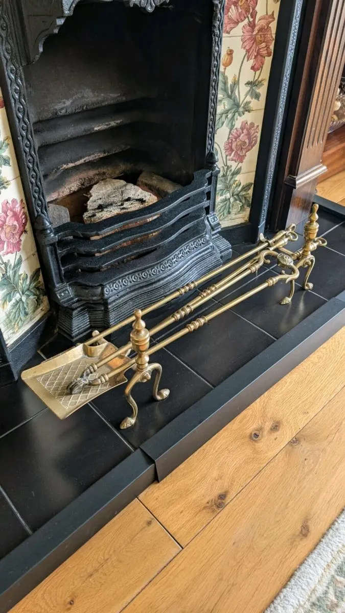Brass Fire Irons and Screen - Image 2