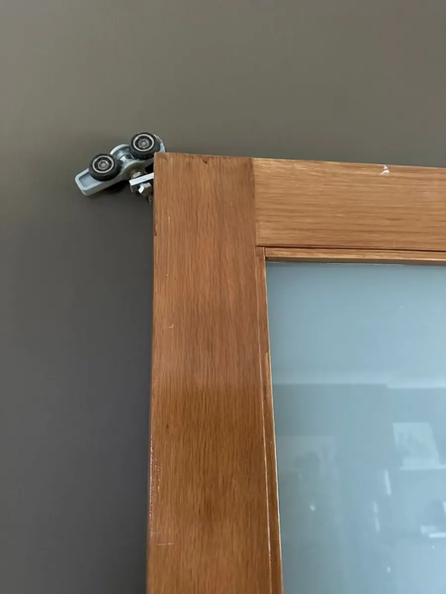 Solid wood / glass doors including  sliding rail system - Image 4