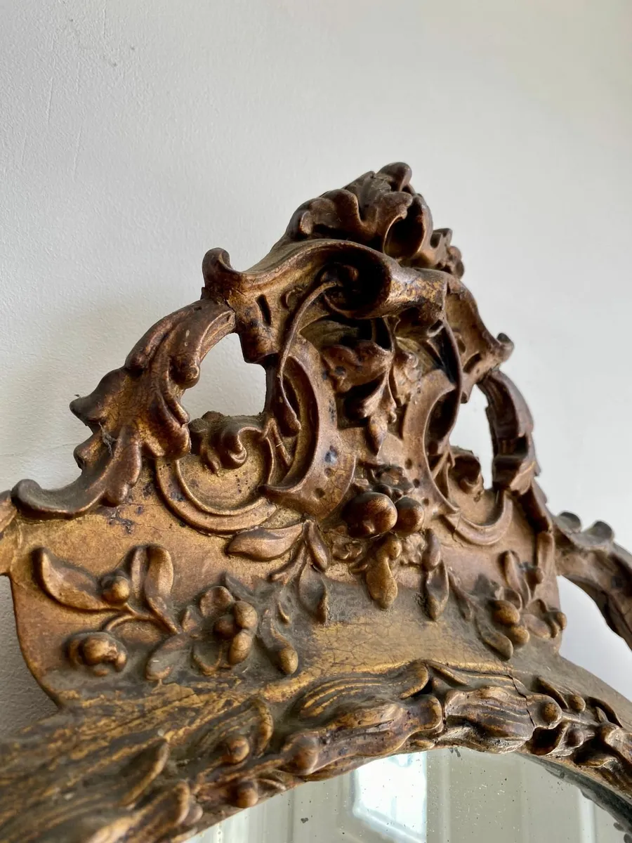c1850 carved wood & Gesso Baroque mirror RESTO CON - Image 2