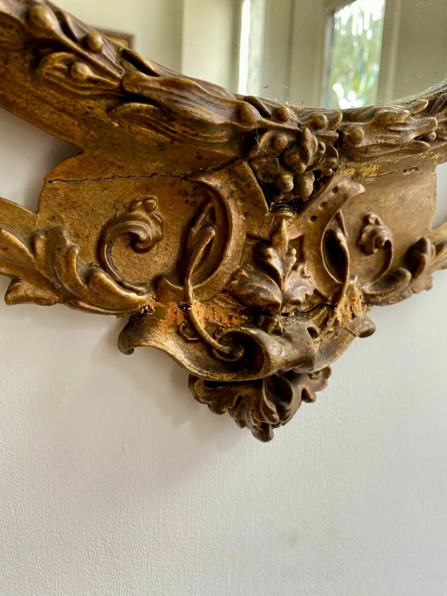 c1850 carved wood & Gesso Baroque mirror RESTO CON - Image 3